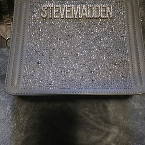 Steve Madden Metallic Gray Studded Messenger Bag